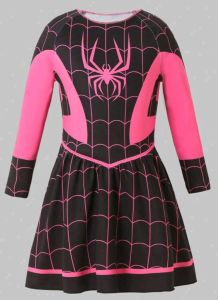Kids Costumes to Hire - Spidergirl dress - Black with pink print - 7 years